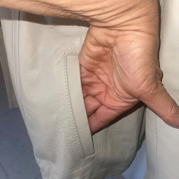 Razo Vintage Womens Jacket Size Large Cream Leather Pockets Casual Mexico - Picture 6 of 16